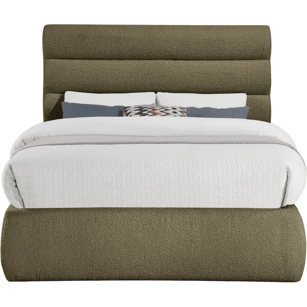 Adam Olive Boucle Fabric Full Bed