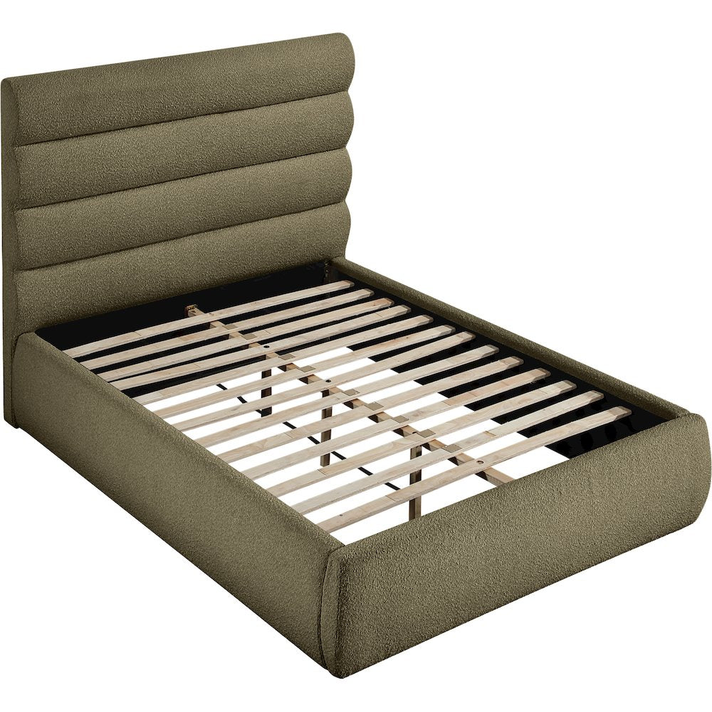 Adam Olive Boucle Fabric Full Bed