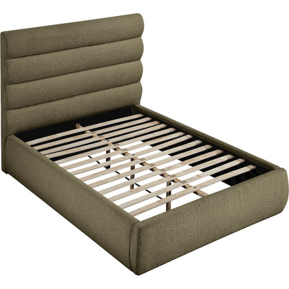 Adam Olive Boucle Fabric Full Bed