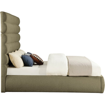 Adam Olive Boucle Fabric King Bed