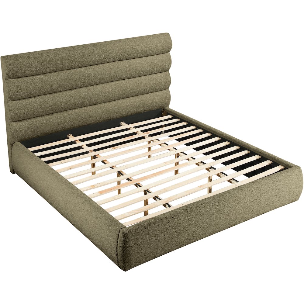 Adam Olive Boucle Fabric King Bed