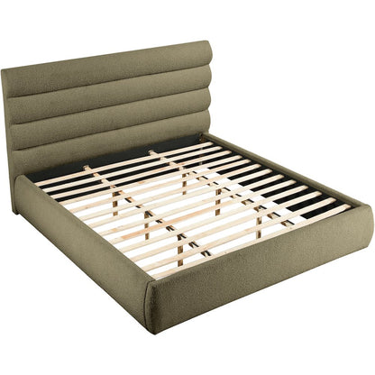 Adam Olive Boucle Fabric King Bed