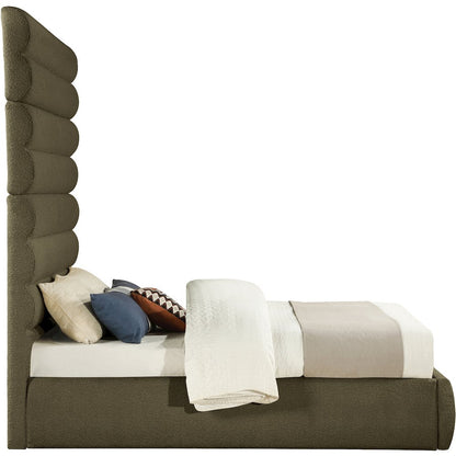 Adam Olive Boucle Fabric Queen Bed