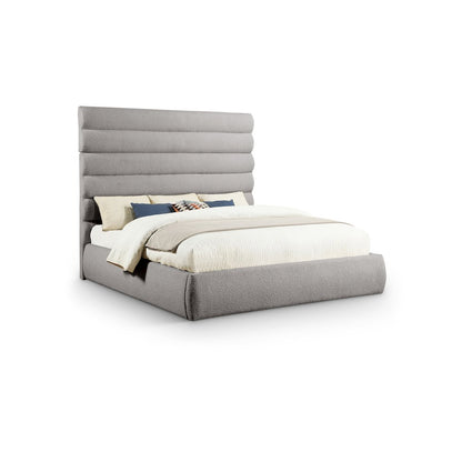 Adam Taupe Boucle Fabric King Bed