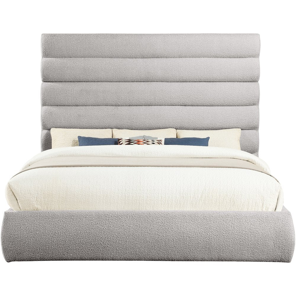 Adam Taupe Boucle Fabric King Bed