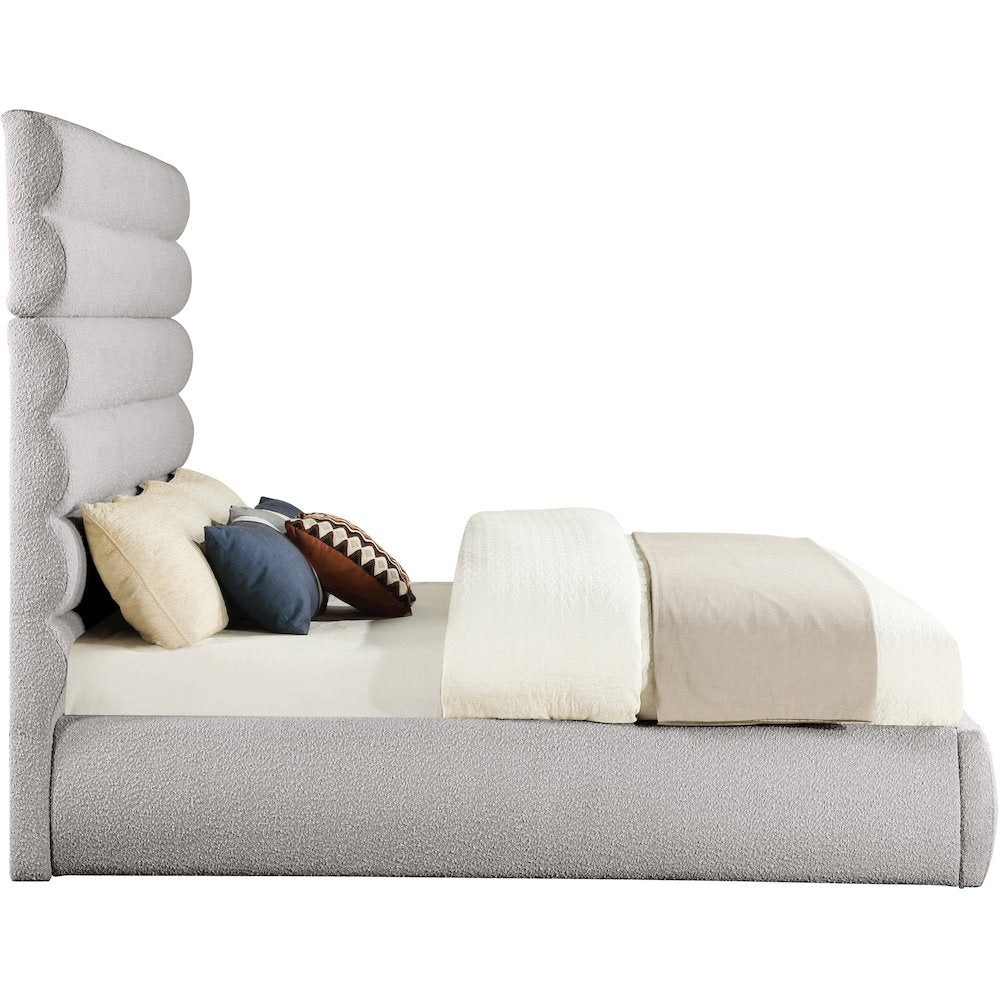 Adam Taupe Boucle Fabric King Bed