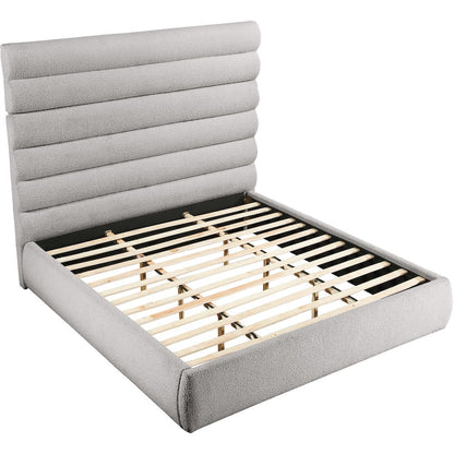 Adam Taupe Boucle Fabric King Bed