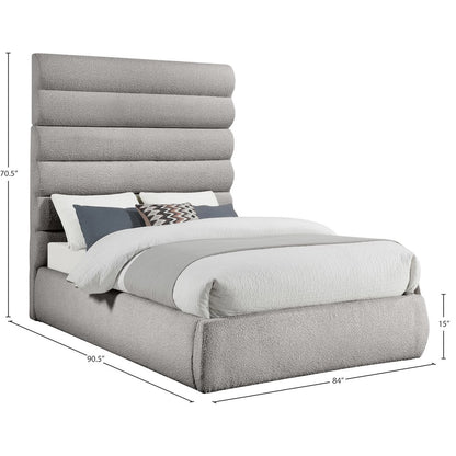 Adam Taupe Boucle Fabric Queen Bed