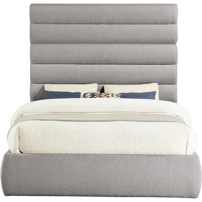 Adam Taupe Boucle Fabric Queen Bed