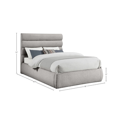 Adam Taupe Boucle Fabric Queen Bed