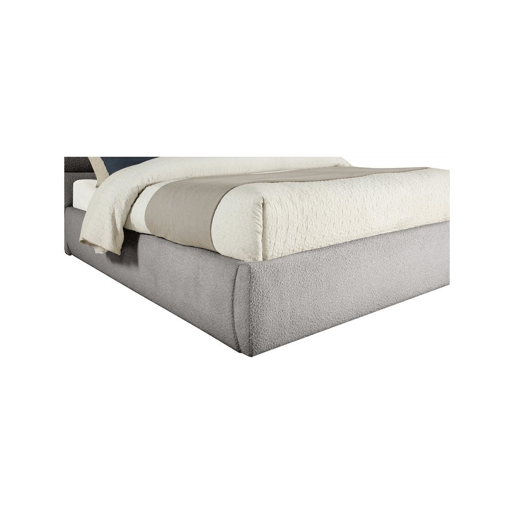 Adam Taupe Boucle Fabric Queen Bed
