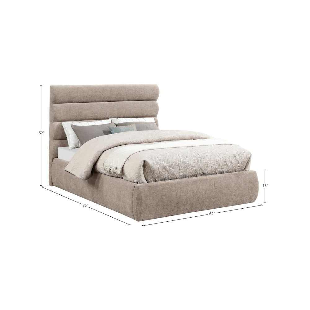 Adam Beige Chenille Fabric Full Bed