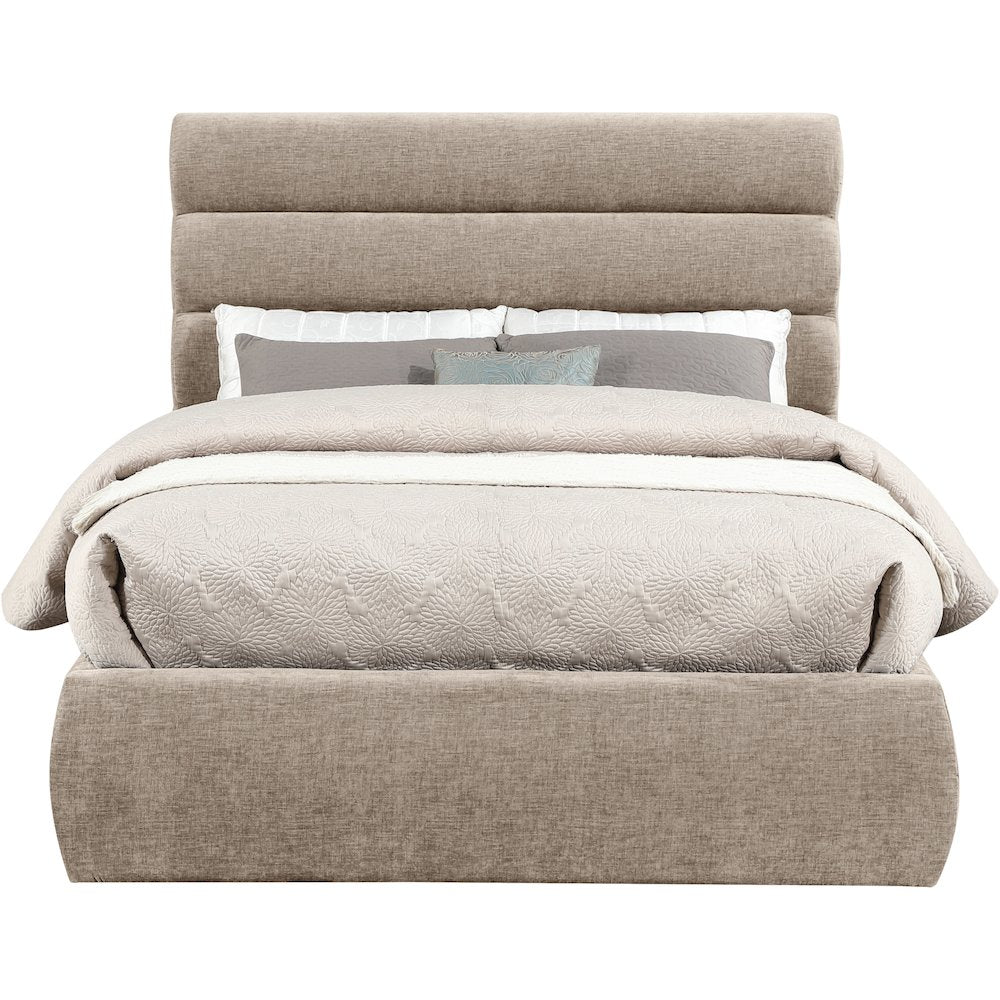 Adam Beige Chenille Fabric Full Bed