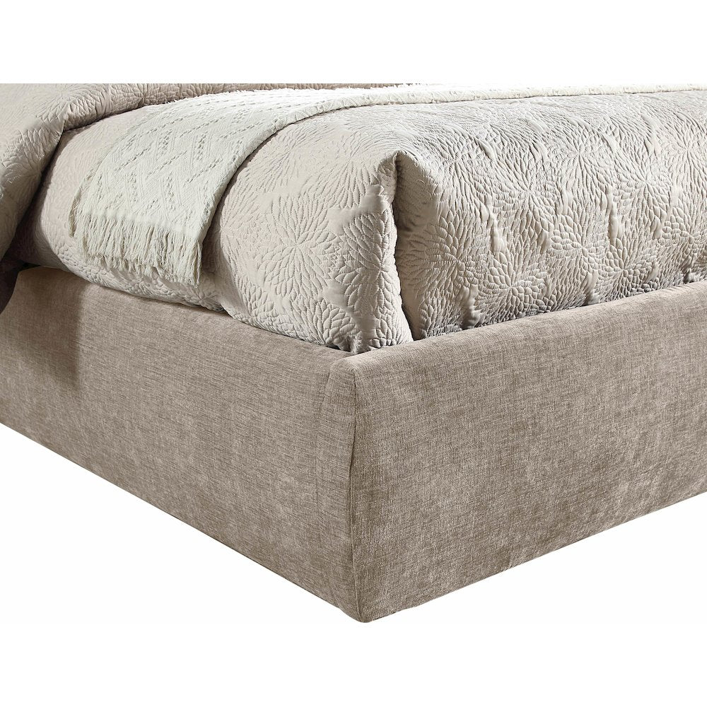 Adam Beige Chenille Fabric Full Bed