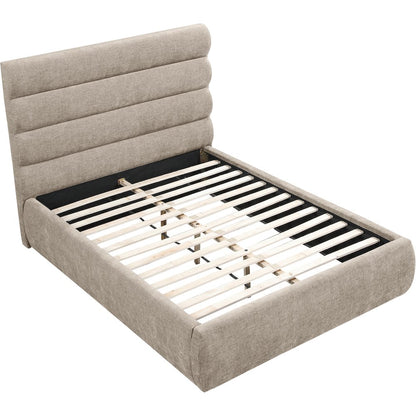 Adam Beige Chenille Fabric Full Bed