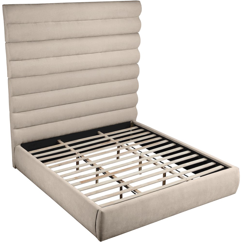 Adam Beige Chenille Fabric King Bed