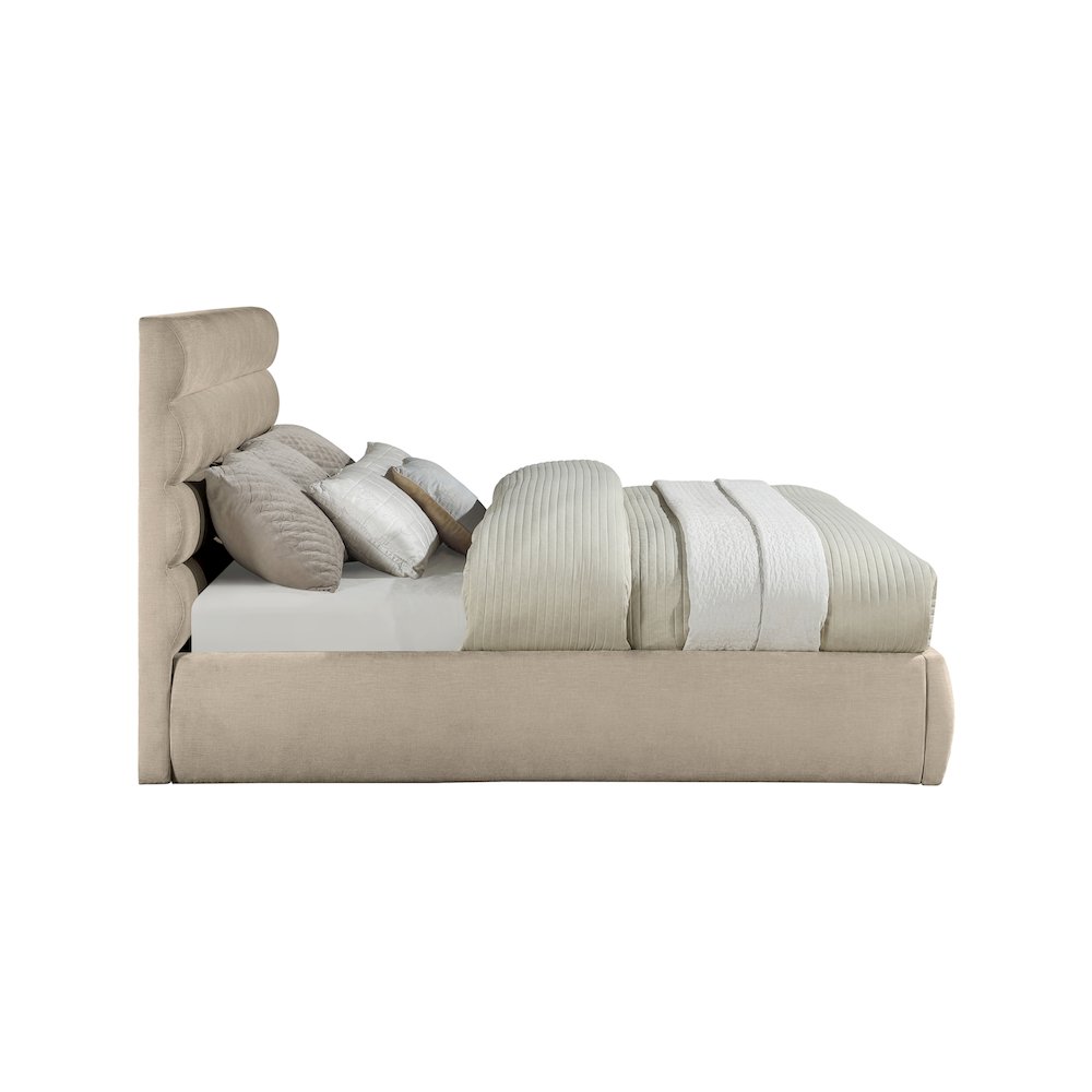 Adam Beige Chenille Fabric King Bed