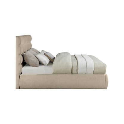 Adam Beige Chenille Fabric King Bed