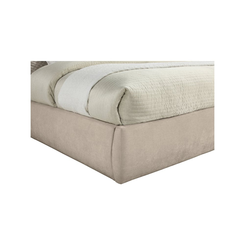 Adam Beige Chenille Fabric King Bed