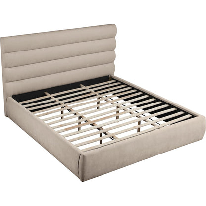 Adam Beige Chenille Fabric King Bed