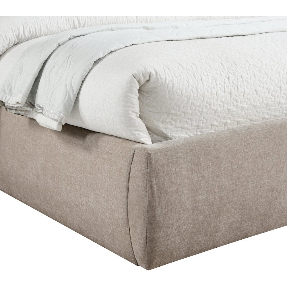 Adam Beige Chenille Fabric Queen Bed