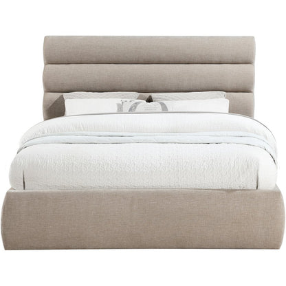 Adam Beige Chenille Fabric Queen Bed