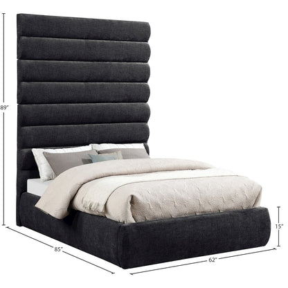 Adam Black Chenille Fabric Full Bed