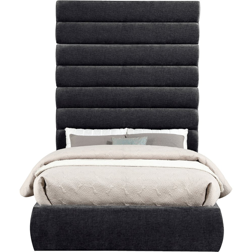 Adam Black Chenille Fabric Full Bed