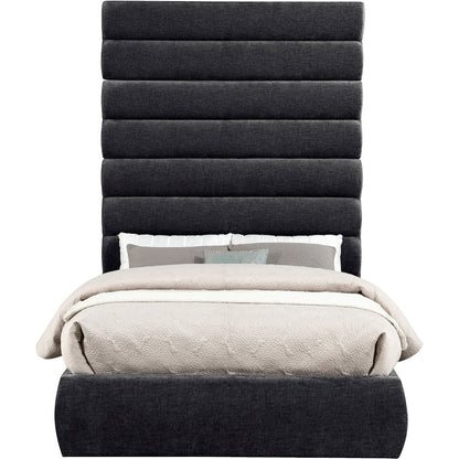 Adam Black Chenille Fabric Full Bed