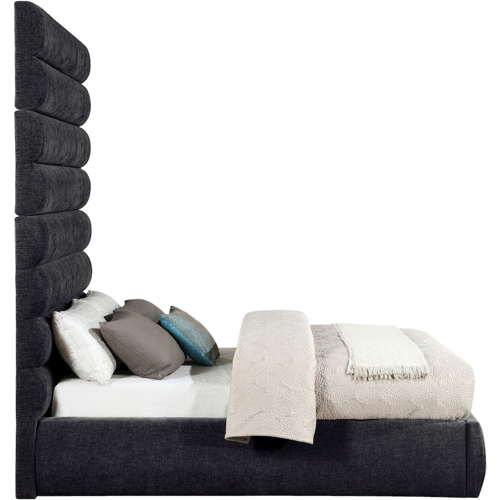 Adam Black Chenille Fabric Full Bed