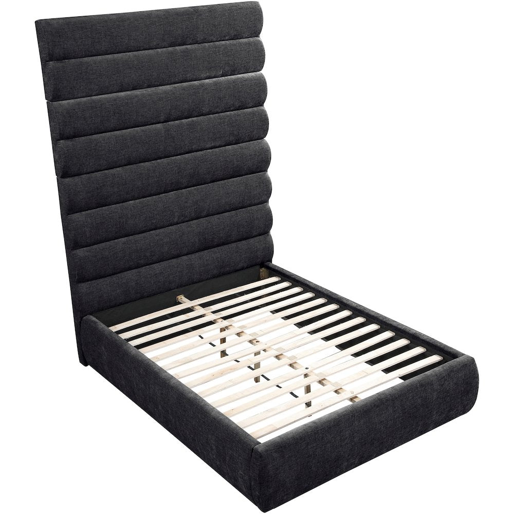 Adam Black Chenille Fabric Full Bed
