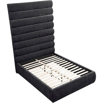 Adam Black Chenille Fabric Full Bed