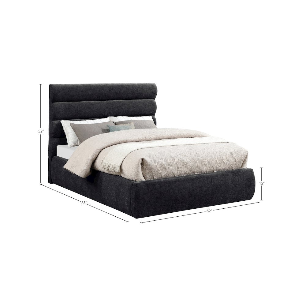 Adam Black Chenille Fabric Full Bed