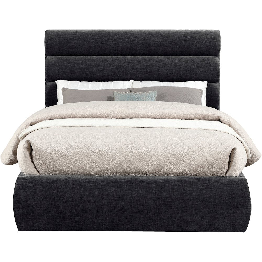 Adam Black Chenille Fabric Full Bed