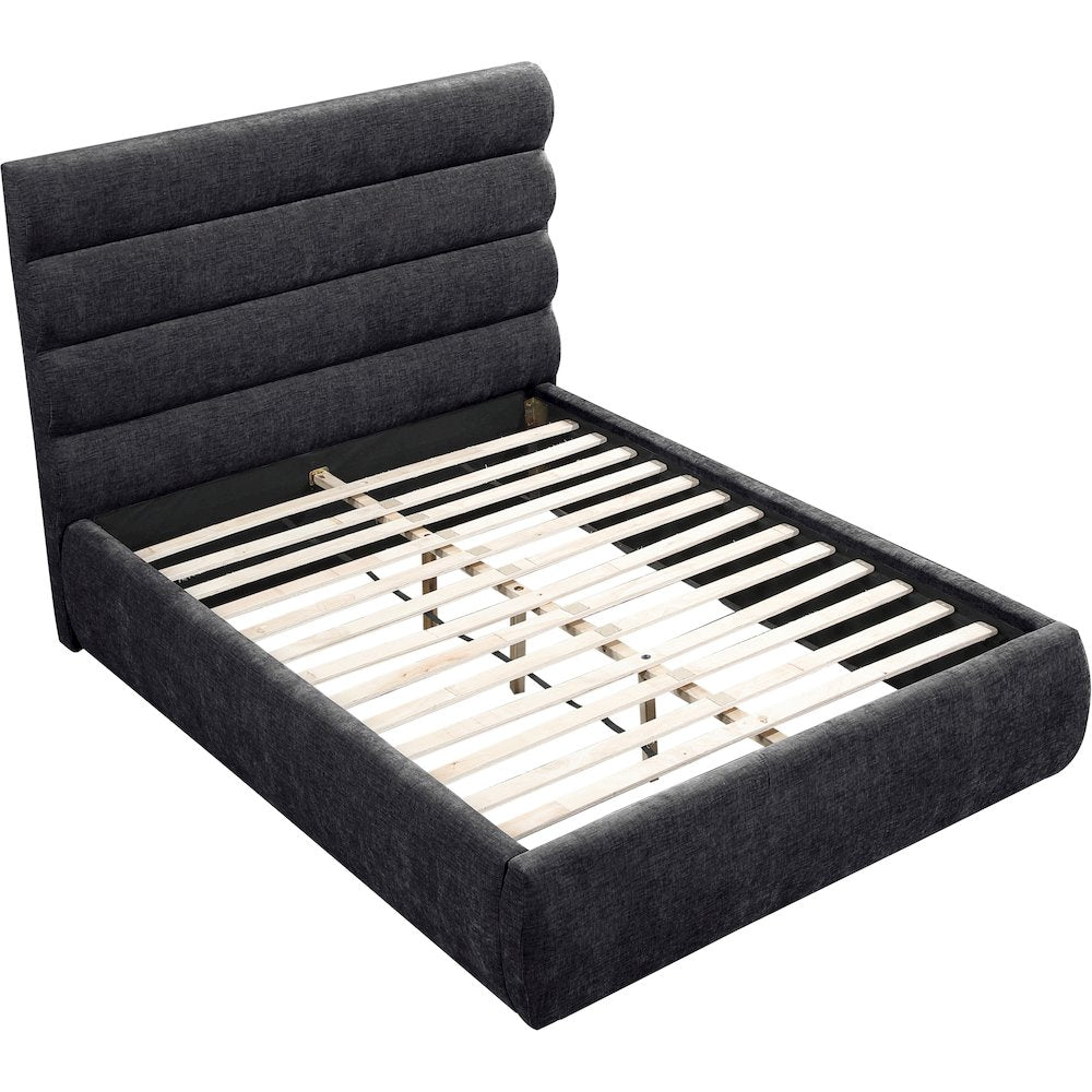Adam Black Chenille Fabric Full Bed