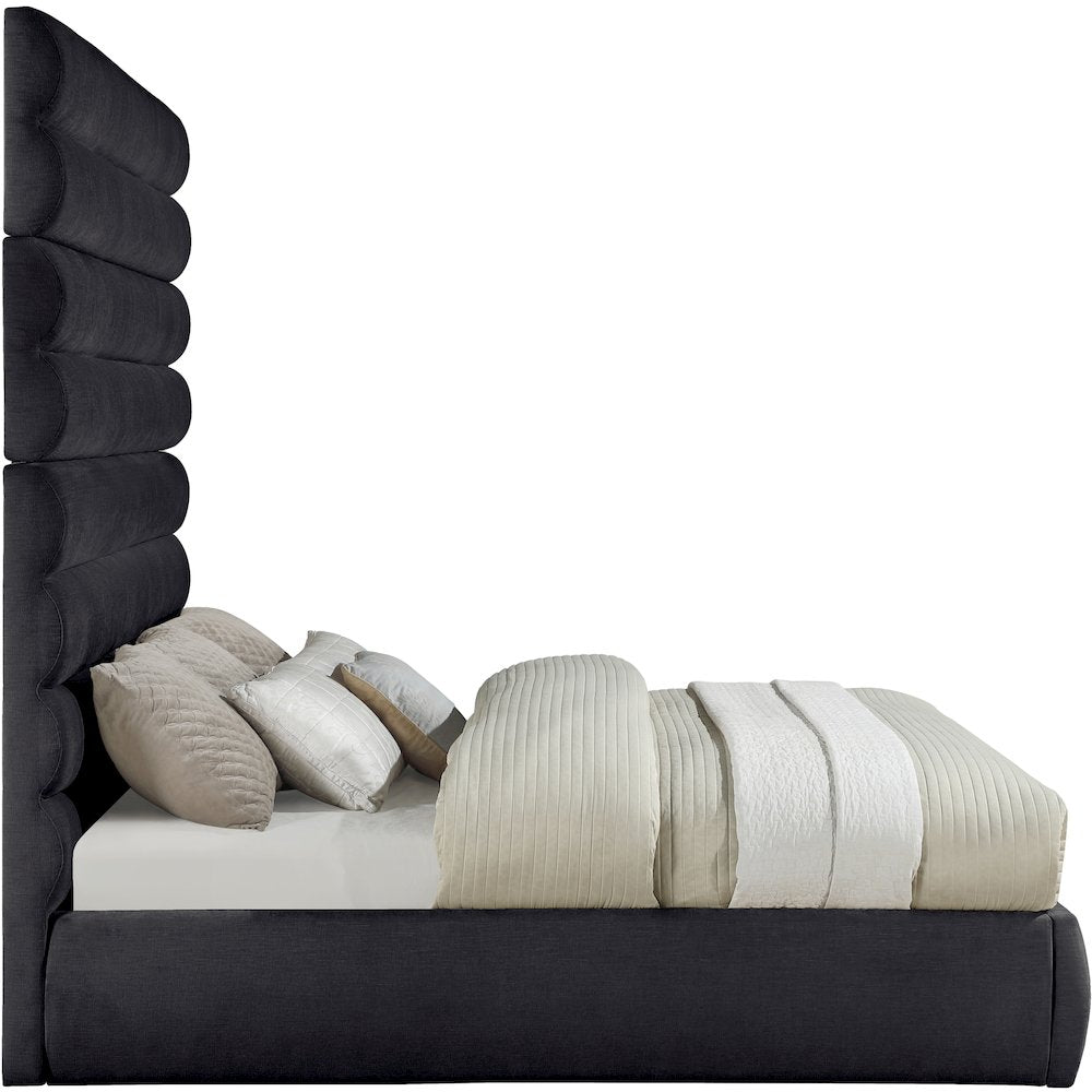 Adam Black Chenille Fabric King Bed