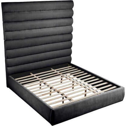 Adam Black Chenille Fabric King Bed