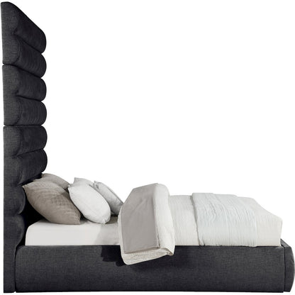 Adam Black Chenille Fabric Queen Bed