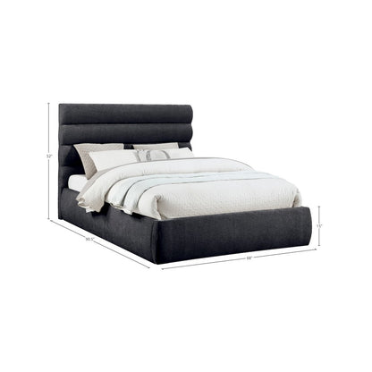 Adam Black Chenille Fabric Queen Bed