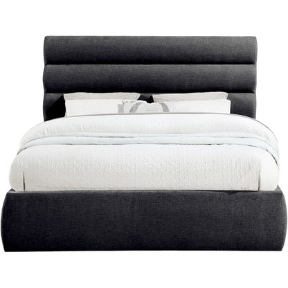 Adam Black Chenille Fabric Queen Bed
