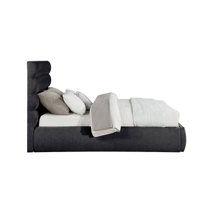 Adam Black Chenille Fabric Queen Bed