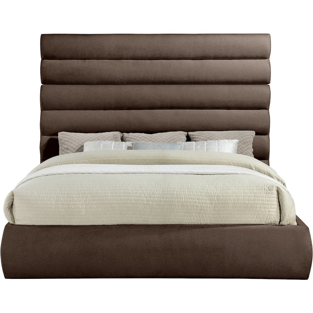 Adam Brown Chenille Fabric King Bed