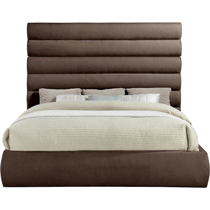 Adam Brown Chenille Fabric King Bed