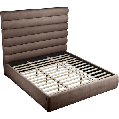 Adam Brown Chenille Fabric King Bed