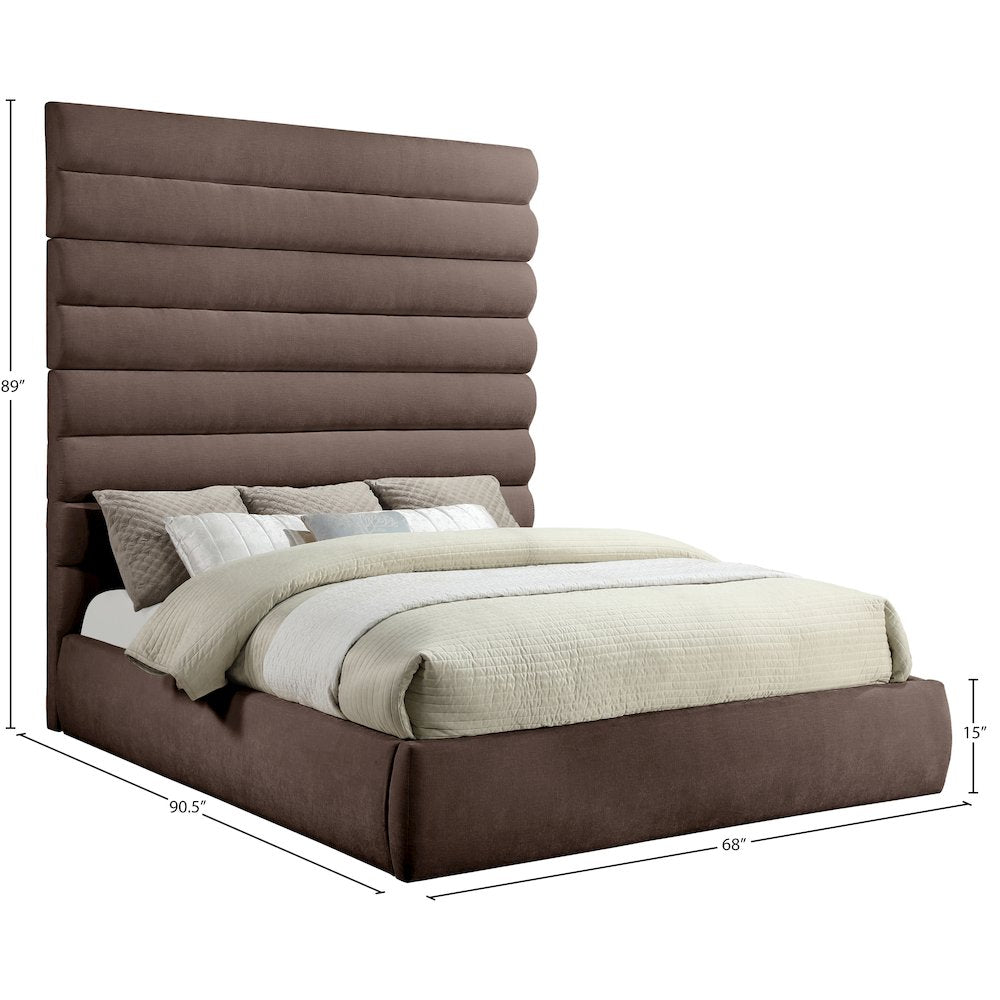 Adam Brown Chenille Fabric King Bed