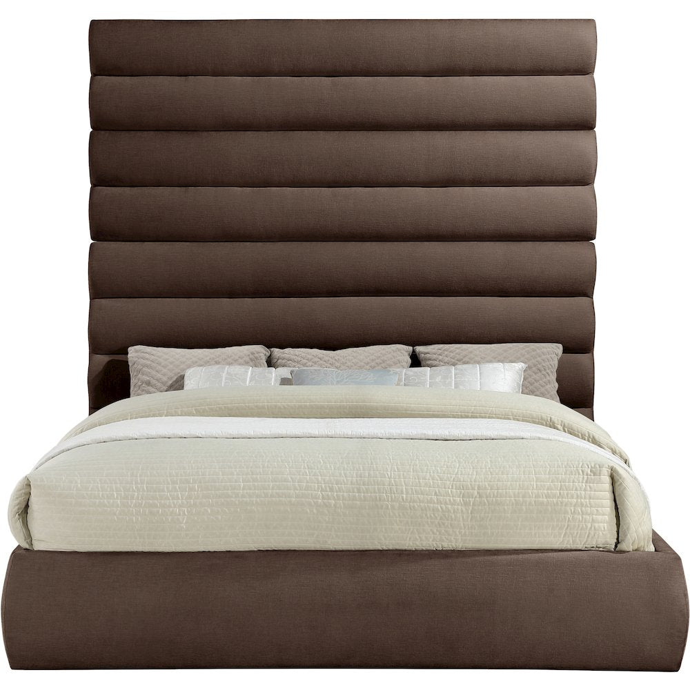 Adam Brown Chenille Fabric King Bed