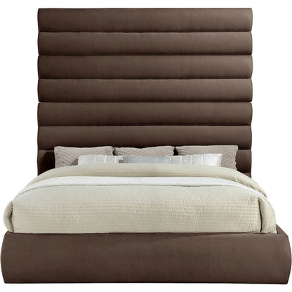 Adam Brown Chenille Fabric King Bed