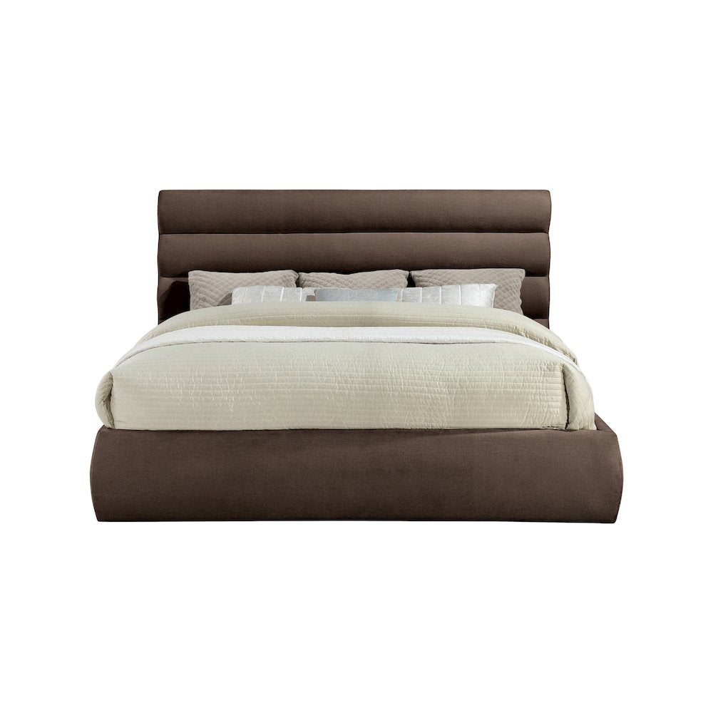 Adam Brown Chenille Fabric King Bed