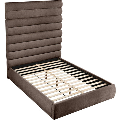 Adam Brown Chenille Fabric Queen Bed