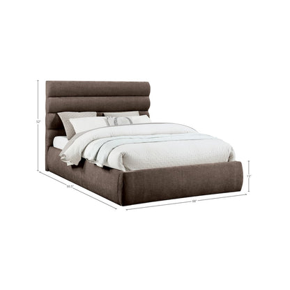 Adam Brown Chenille Fabric Queen Bed